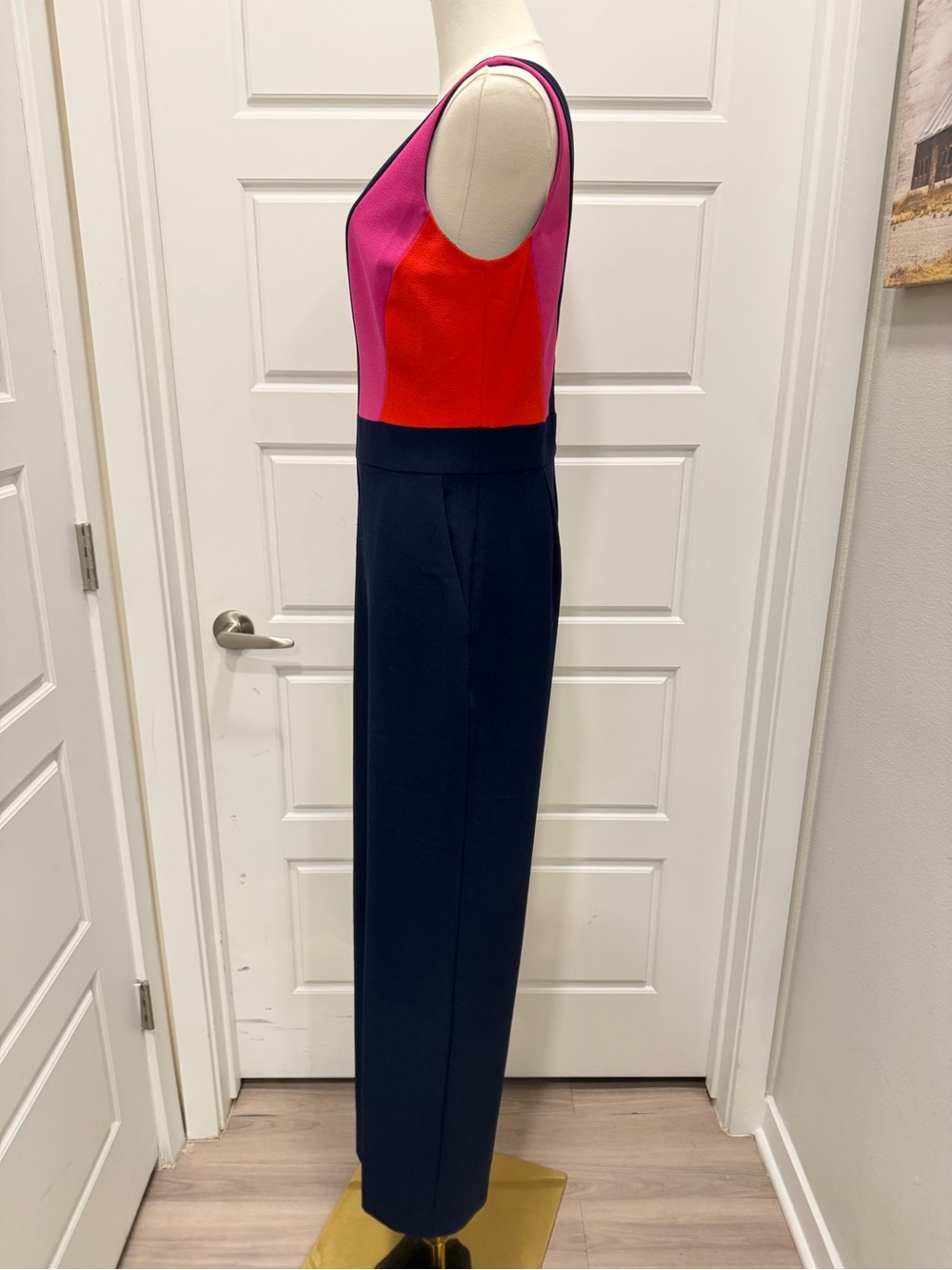 Vince Camuto Navy Wide-Leg Jumpsuit with Pink Colorblock Bodice - Picture 6 of 11